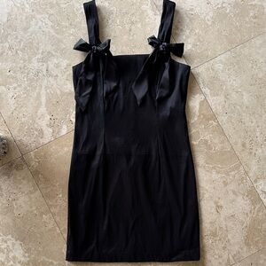 Classic Black Tie-Shoulder Sheath Dress